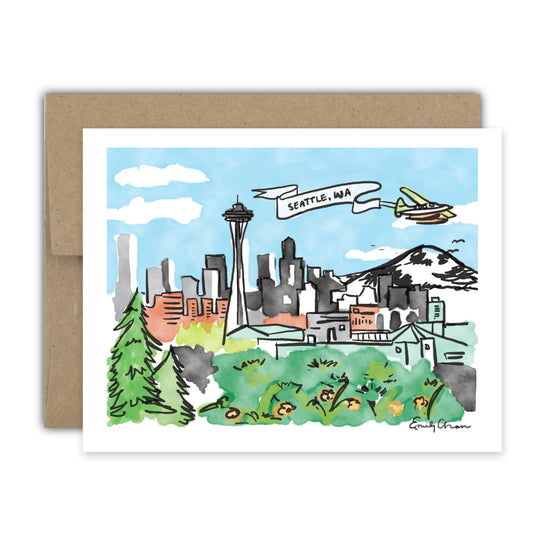 Seattle Watercolor Landscape Card