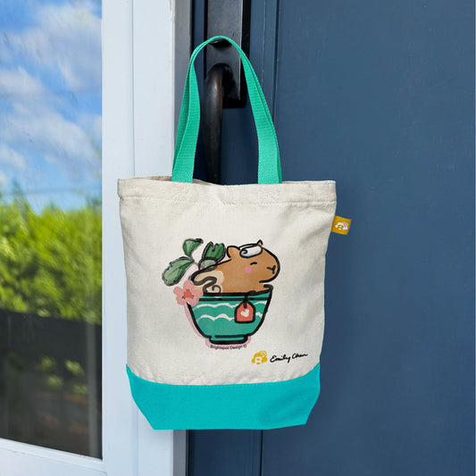 Capybara Teacup Mini Canvas Tote Bag