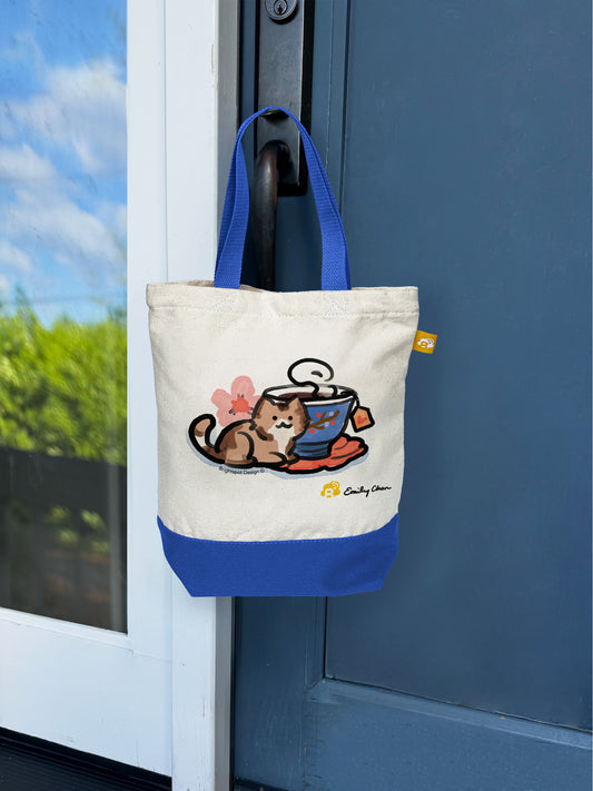 Cat Tea Mini Canvas Tote Bag