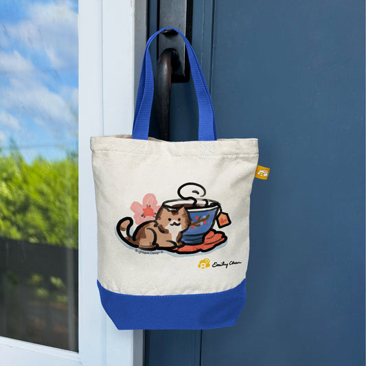 Cat Tea Mini Canvas Tote Bag