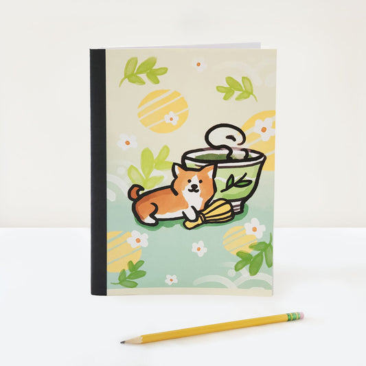Corgi Matcha Composition Notebook