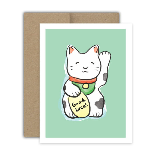 Good Luck Maneki Cat Card
