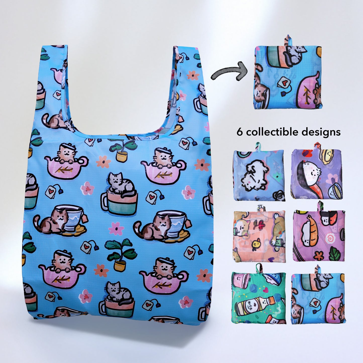 Cat Tea Foldable Bag