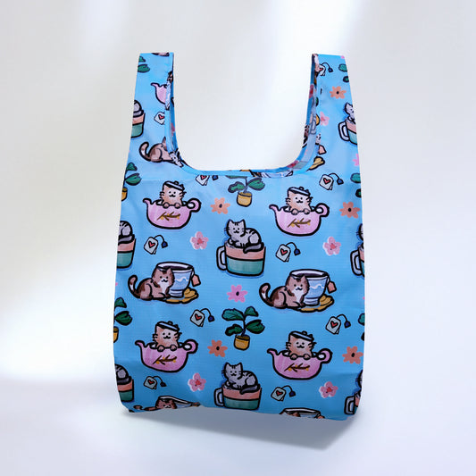 Cat Tea Foldable Bag