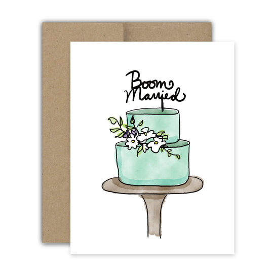 Boom Married Wedding Cake Card