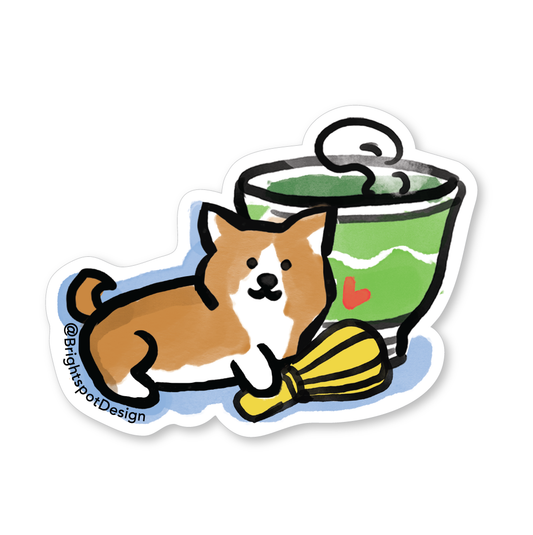 Corgi Matcha Sticker