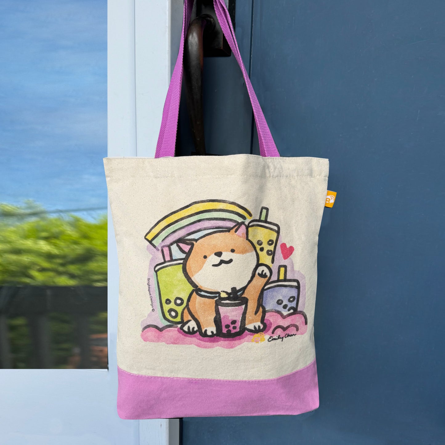 Dog Boba Medium Canvas Tote Bag