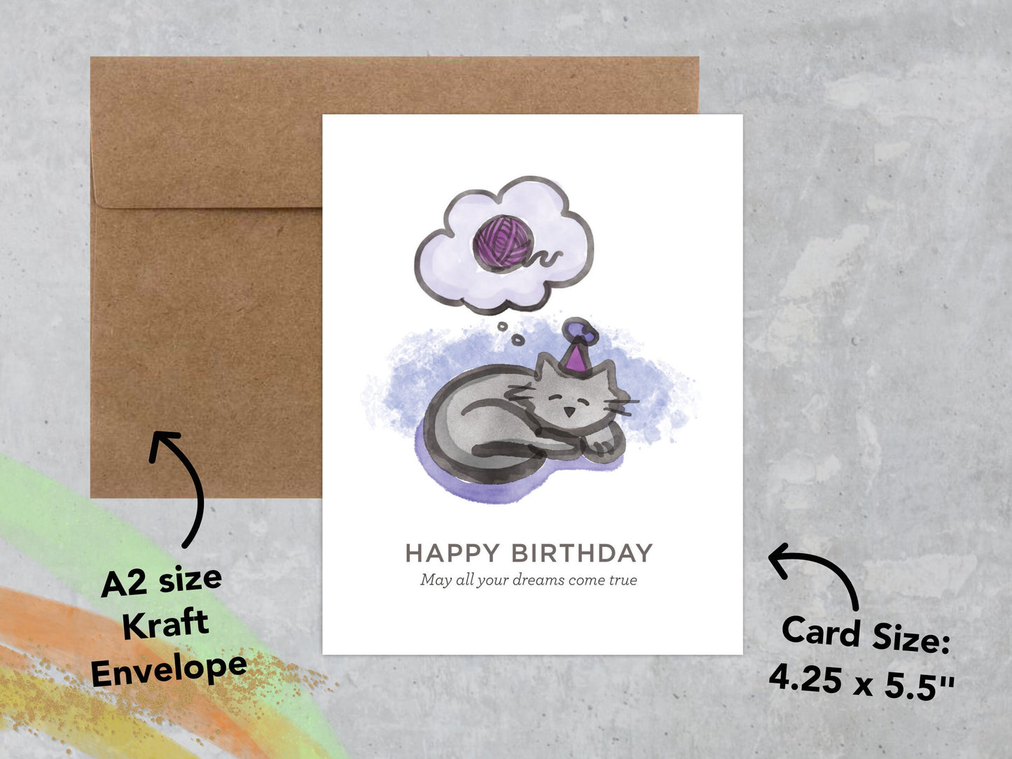 Cat Dreams Birthday Card