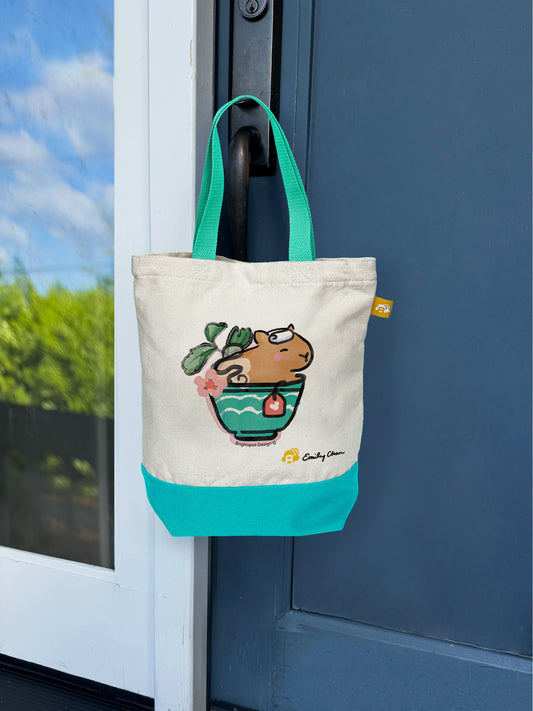 Capybara Teacup Mini Canvas Tote Bag