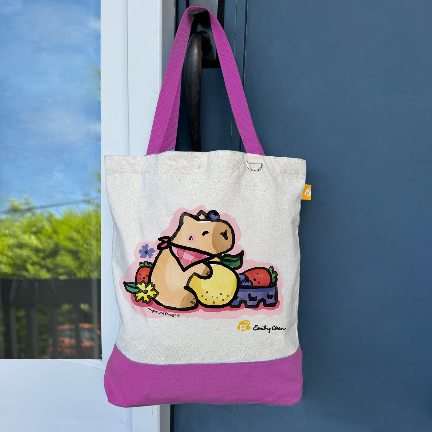 Capybara Fruit Medium Canvas Tote Bag