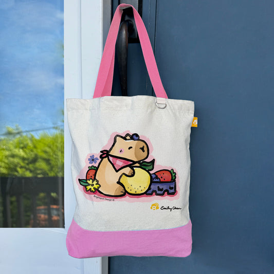 Capybara Fruit Medium Canvas Tote Bag