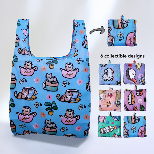 Cat Tea Foldable Bag