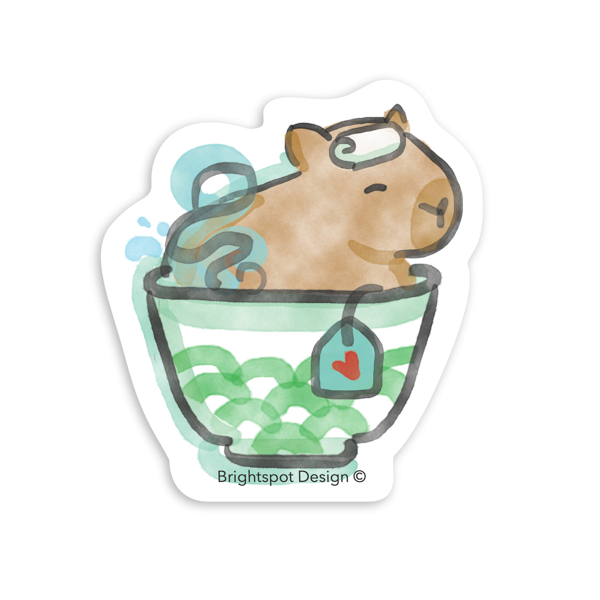 Capybara Teacup Sticker – Brightspot Design