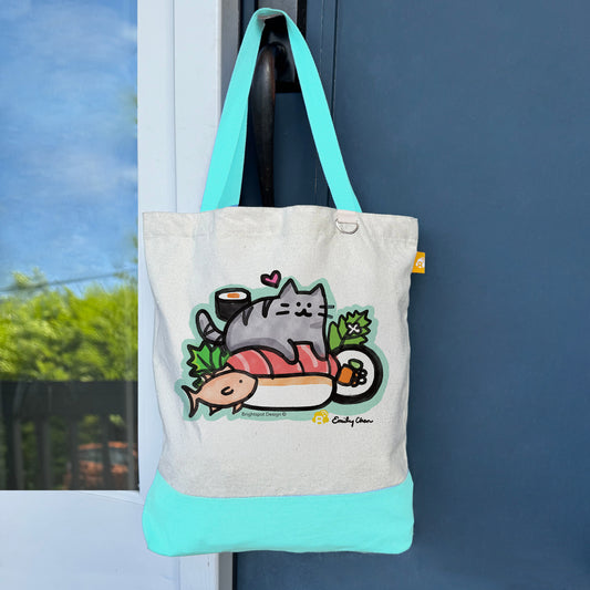 Cat Sushi Medium Canvas Tote Bag