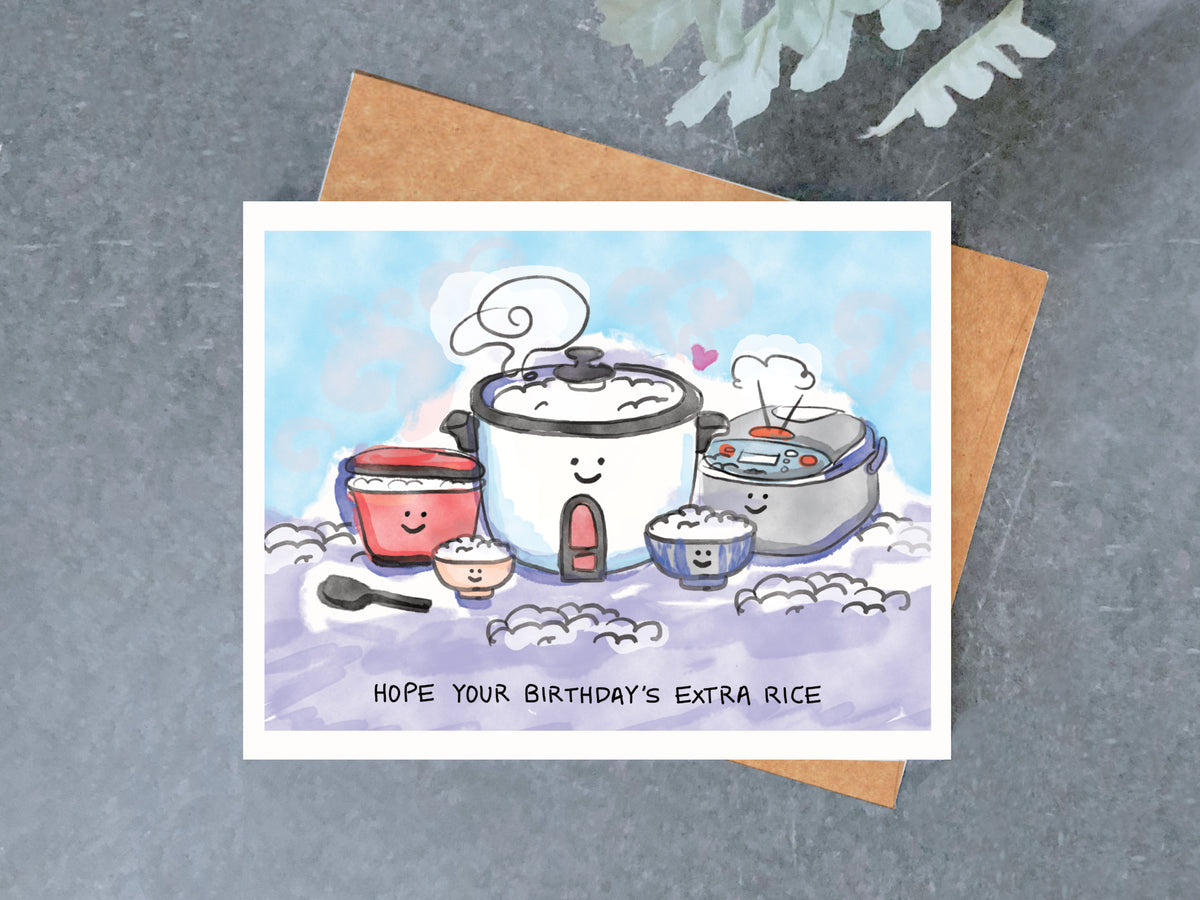 Extra Rice Mem Extra Rice Birthday Card – Brightspot Design