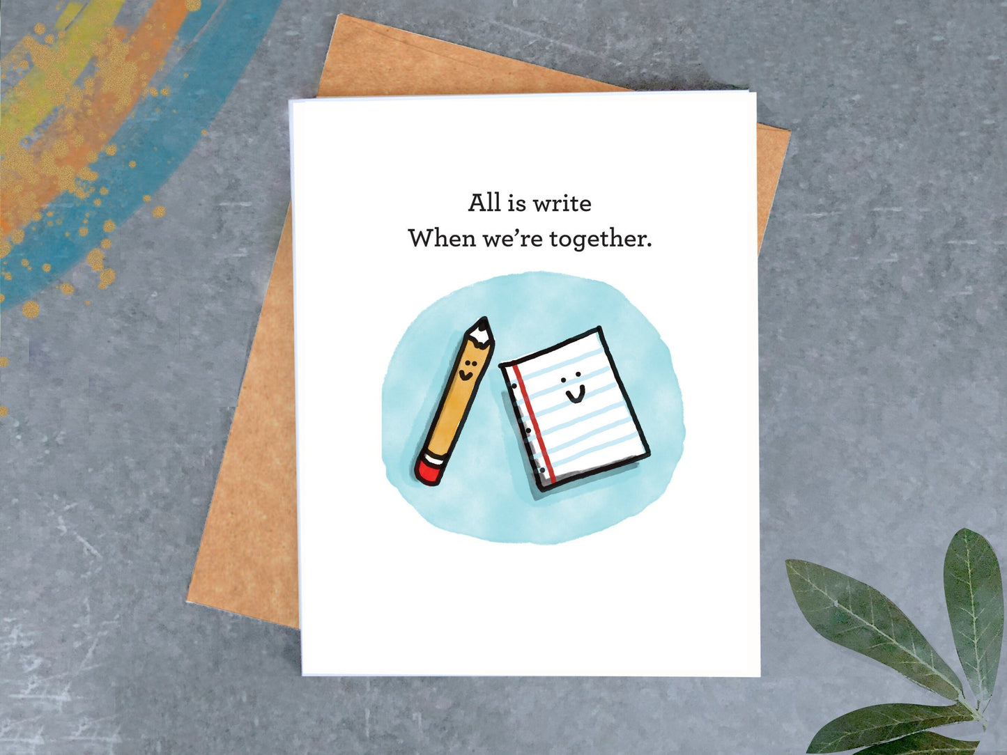 Pencil and Pen Friendship Card