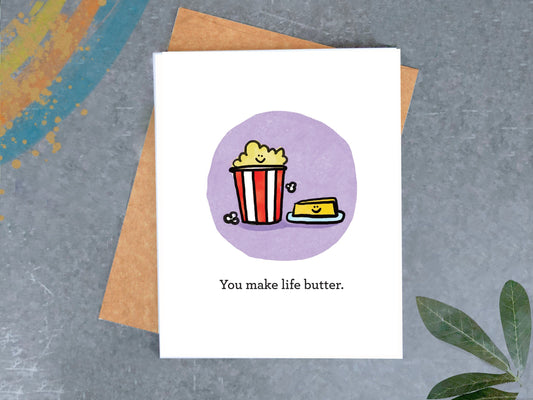 Popcorn and Butter Friendship Card