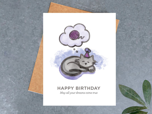 Cat Dreams Birthday Card