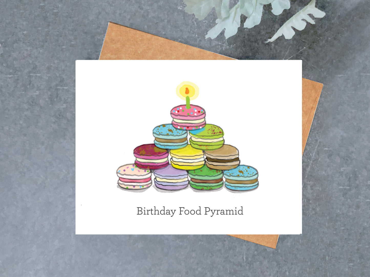 Macaron Birthday Food Pyramid Card